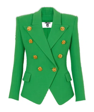 Balmain Double Crepe Suit Jacket In Green