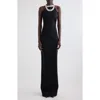 Balmain Crystal-embellished Open-back Velvet Gown In Black/crystal