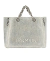 Balmain 1945 Cabas Washed Denim Tote Bag In Gray