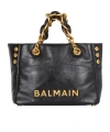 Balmain Women's 1945 Soft Tote Bag In Crackled Calfskin In Black