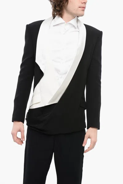 Balmain Double-layered Deconstructed Blazer With Shawl Lapel In Multi