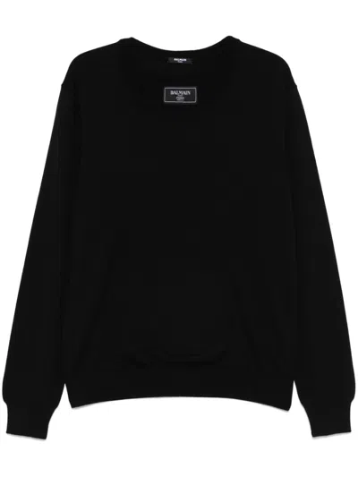 Balmain Double-neck Sweater In Black