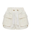Balmain Drawstring Cargo Shorts In White