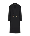 Balmain Double Sided Wool Long Coat In Black