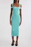 Balmain Double-strap Ribbed-knit Dress In Mint