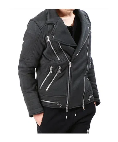 Balmain Double Zip Biker Jacket In Black