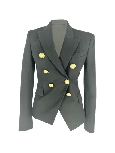 Pre-owned Balmain Double-breasted Blazer In Black