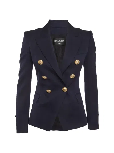 Pre-owned Balmain Double-breasted Blazer In Blue