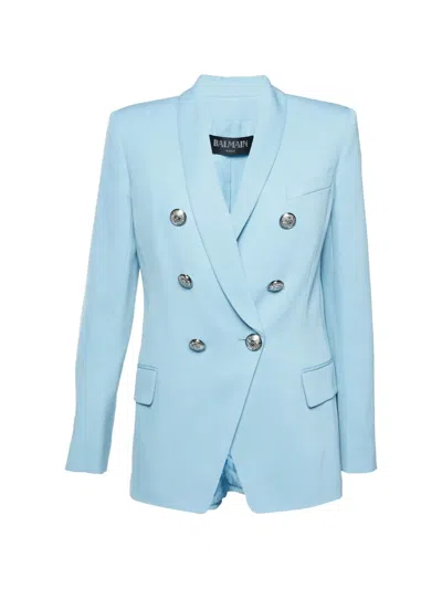 Pre-owned Balmain Double-breasted Blazer In Blue