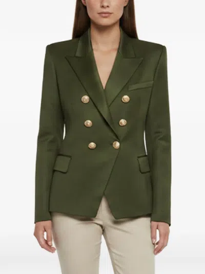 Pre-owned Balmain Double-breasted Blazer In Green