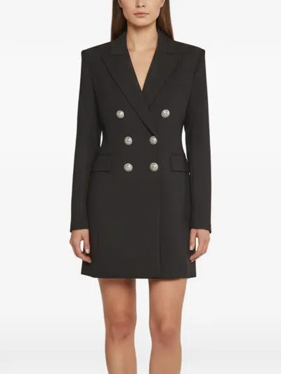 Pre-owned Balmain Double-breasted Blazer Mini Dress In Black