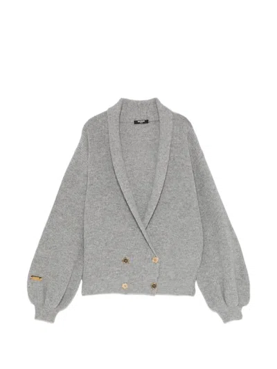 Balmain Kids' Double-breasted Cardigan In Grey