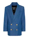 Balmain Double-breasted Jacket In Blue