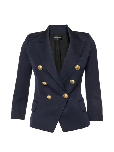 Pre-owned Balmain Double-breasted Jacket In Blue