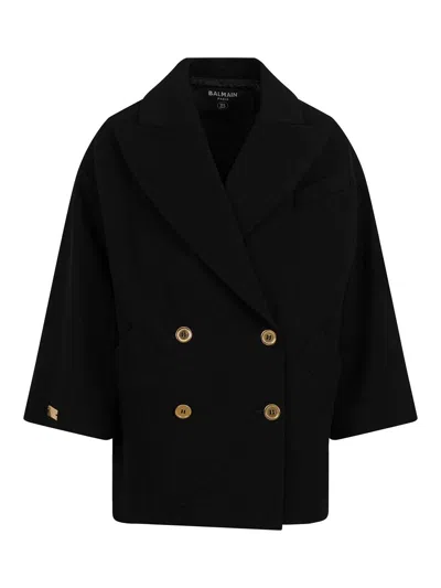 BALMAIN DOUBLE-BREASTED JACKET WITH LOGO