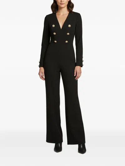 Pre-owned Balmain Double-breasted Long-sleeve Jumpsuit In Black