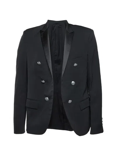 Pre-owned Balmain Double-breasted Open-front Blazer In Black