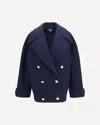Balmain Double-breasted Wool Coat With Buttons In Blue