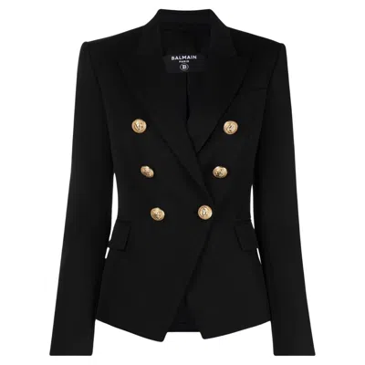 Pre-owned Balmain Double-breasted Wool Jacket In Black