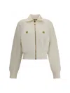 Balmain Batwing Zipped Tweed Bomber Jacket Clothing In White