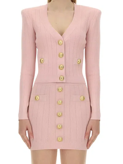 Balmain V-neck Sweater In Pink
