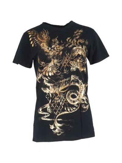 Pre-owned Balmain Dragon-printed Cotton T-shirt In Black