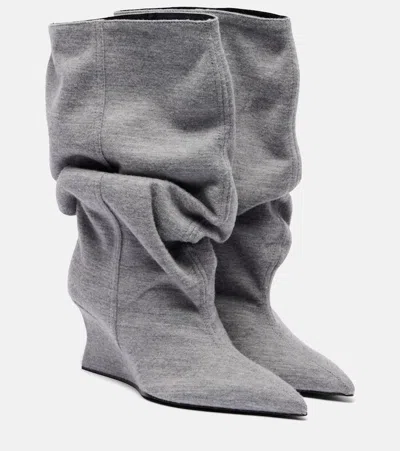 Balmain Draped Ankle Boots In Gray