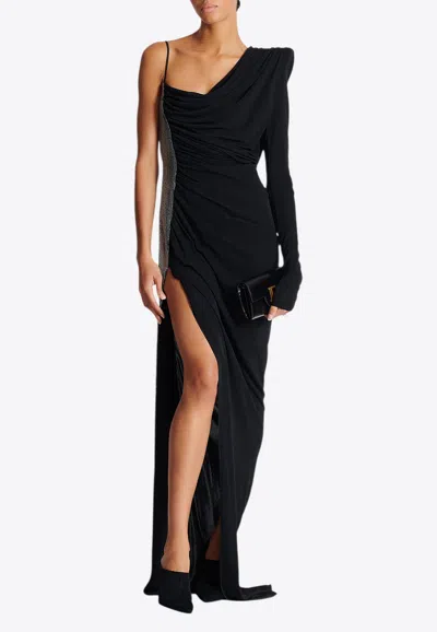 Balmain Draped Asymmetrical One-shoulder Gown
