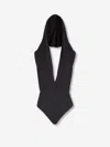 Balmain Draped Bodysuit With Hood In Black