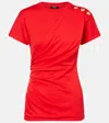 Balmain Short-sleeved Draped Jersey T-shirt In Red