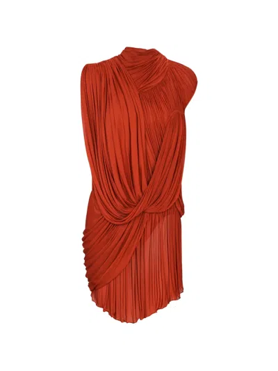 Balmain Draped Jersey Backless Mini Dress In Brown