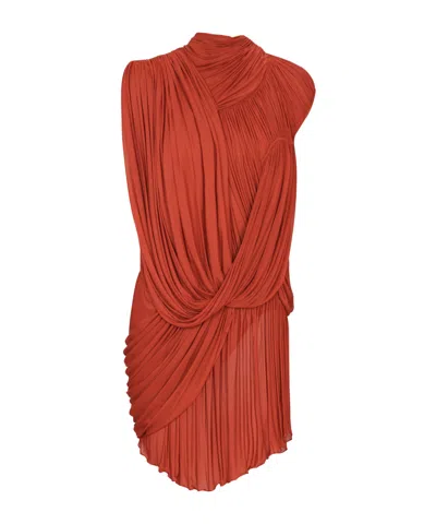 Balmain Draped Flowing Jersey Dress In Red