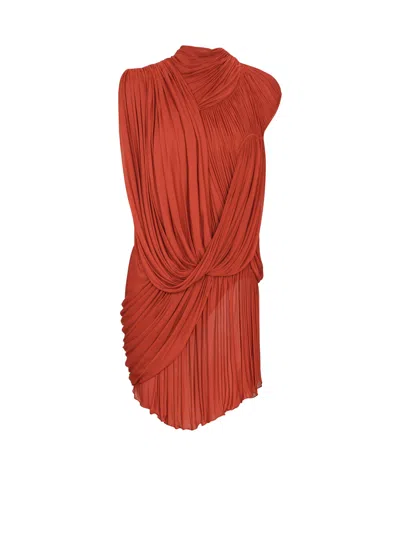 Balmain Draped Jersey Backless Mini Dress In Brown