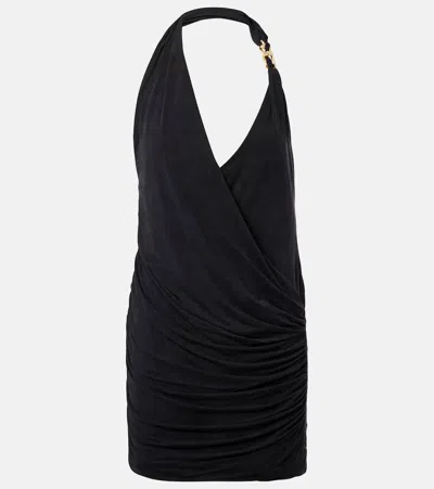 Balmain Draped Halterneck Jersey Minidress