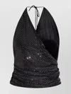 Balmain Draped Halterneck Top Sparkling Embellishments In Black