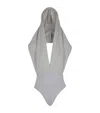 Balmain Draped Bodysuit With Hood In Gray