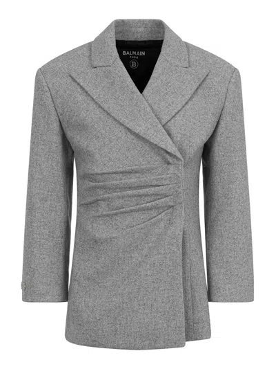 Balmain Blazer Kids Color Grey In Gray
