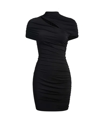 Balmain Draped Jersey Bodycon Dress In Black