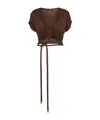 Balmain Cotton Jersey Keyhole Cropped Top In Brown