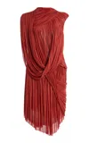 Balmain Draped Jersey Dress In Red