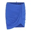 Balmain Draped Jersey Mini Skirt In Blue