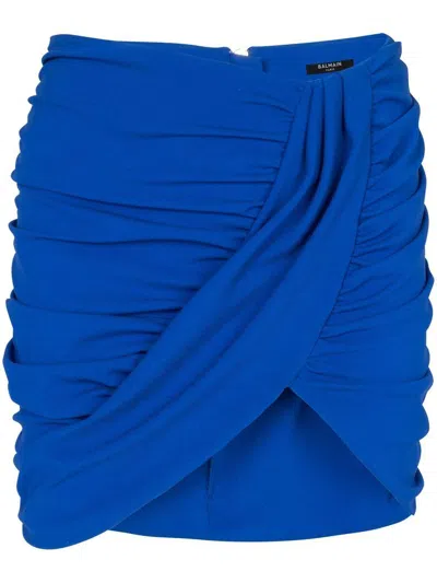 BALMAIN BALMAIN DRAPED JERSEY SHORT SKIRT