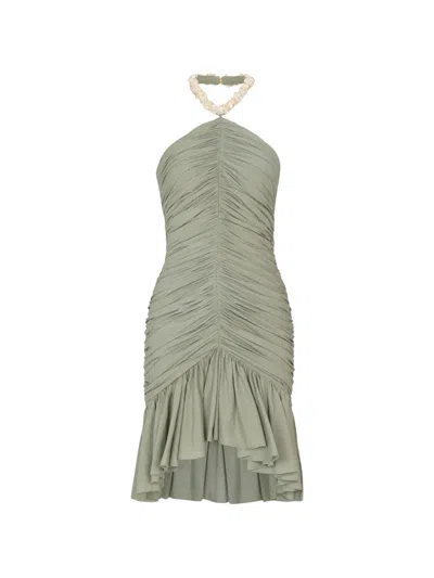 Balmain Draped Mini Dress In Gray