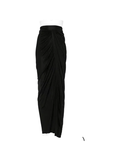 Balmain Draped Side-slit Skirt In Black