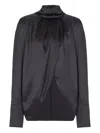 Balmain Draped Silk Blouse In Black