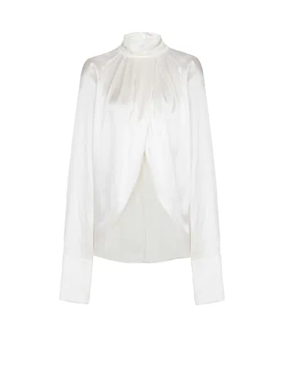 BALMAIN DRAPED SILK BLOUSE