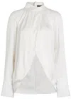 Balmain Draped Silk Blouse In White