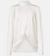 Balmain Draped Silk Blouse In White