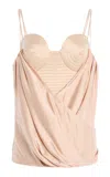 Balmain Draped Silk-satin Bustier Top In Neutral
