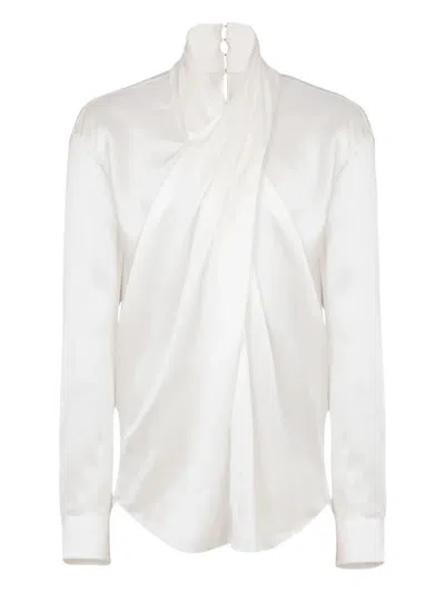 BALMAIN DRAPED SILK SHIRT